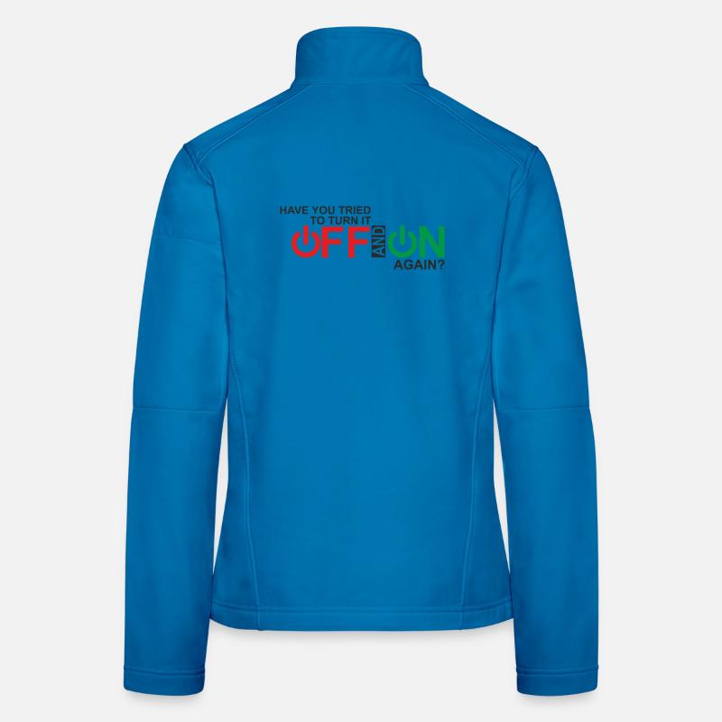 Vibrant Power Button Typography Design Women's Softshell Jacket