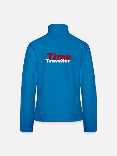 Zeitreisenden-Glitch-Textdesign - Frauen Softshelljacke - Lichtblau - Hinten
