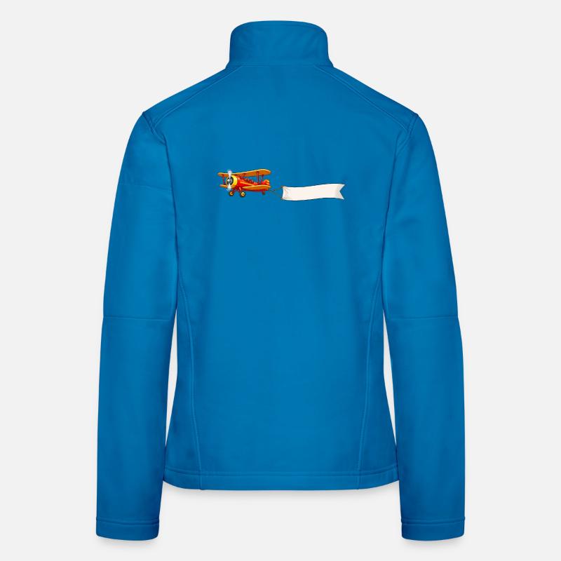 Biplan Motif de bannière d’avion rétro Veste en tissu softshell Femme
