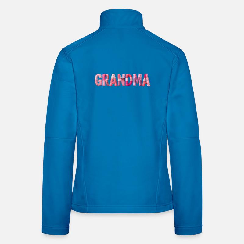 Grandmother Pink Plaid Letters Patchwork Women's Softshell Jacket