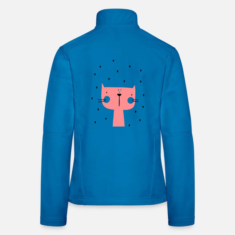 Katze mit Herzen - Frauen Softshelljacke - Lichtblau