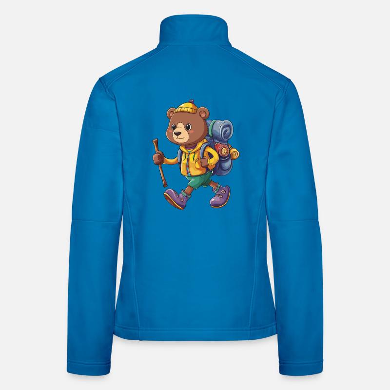 Petit ours mignon randonnée camping camping Backpacker Veste en tissu softshell Femme