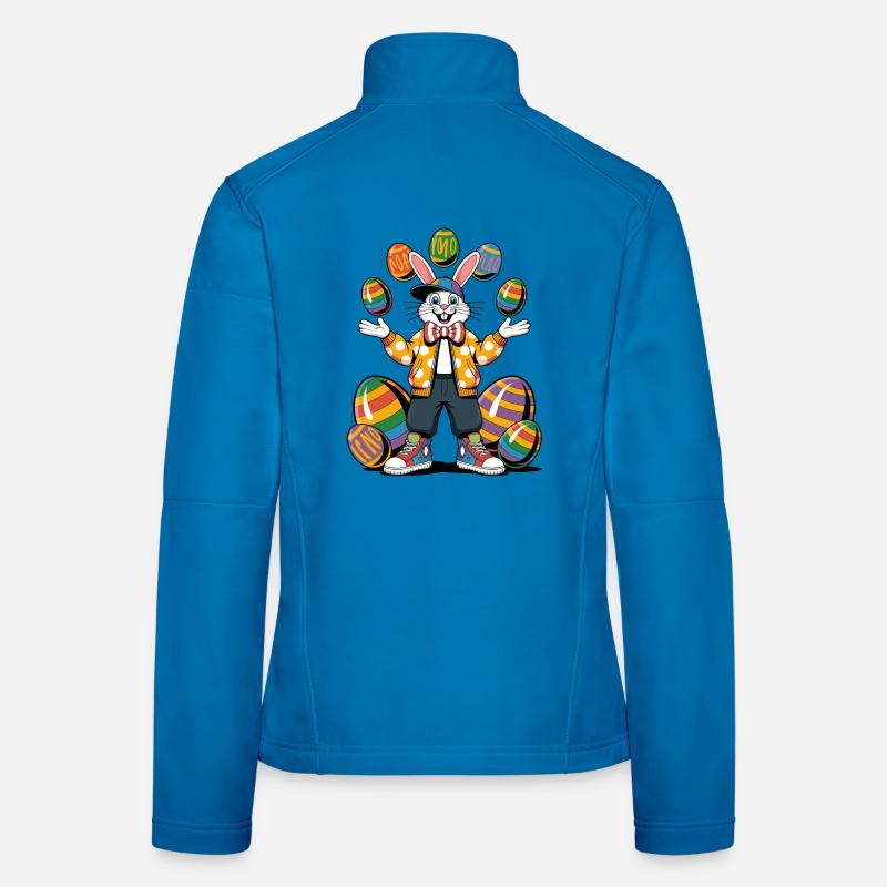 Colorful Easter bunny with egg wreath Women's Softshell Jacket