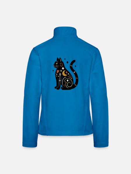 Magische Katze - Schwarz Bunt mit Sternen - Frauen Softshelljacke - Lichtblau - Hinten