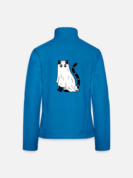 Halloween Katze Gespenst - SW - Frauen Softshelljacke - Lichtblau