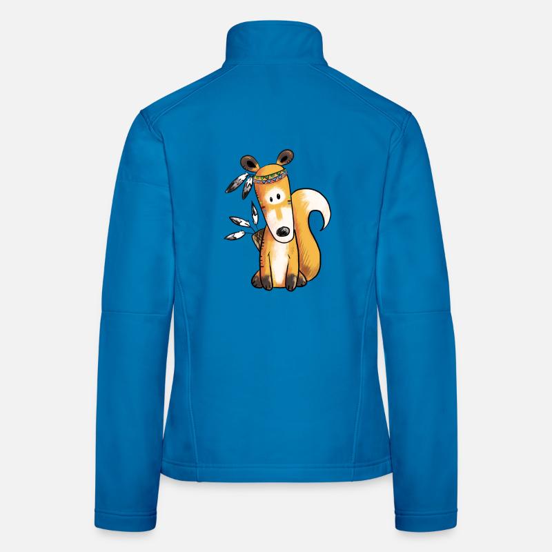Indianer Fuchs Mit Federschmuck Fun Comic Waldtier Frauen Softshelljacke
