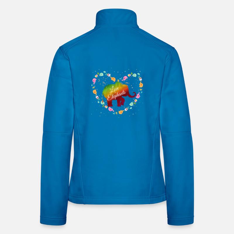 Conception du cœur d’éléphant arc-en-ciel Veste en tissu softshell Femme