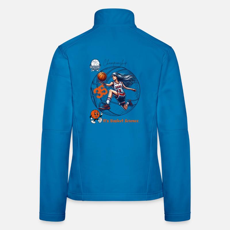Dynamic Female Basketball Champion Illustration - Women's Softshell Jacket - light blue