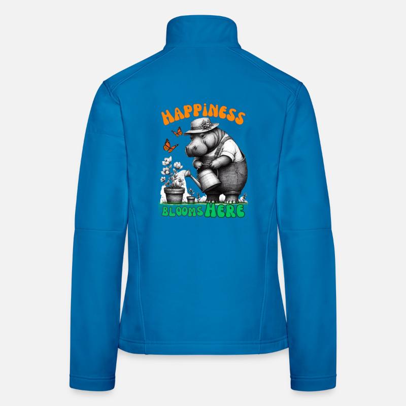 Glück blüht hier Gartenarbeit Nilpferd - Frauen Softshelljacke - Lichtblau