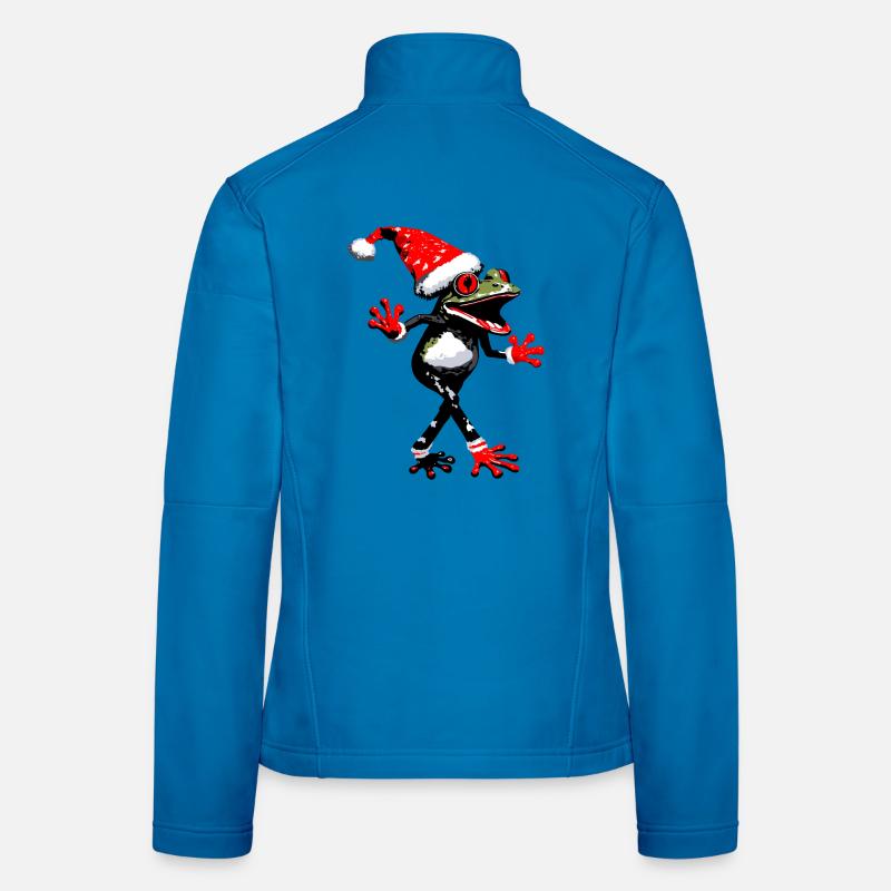 Dancing frog with Christmas hat Women's Softshell Jacket