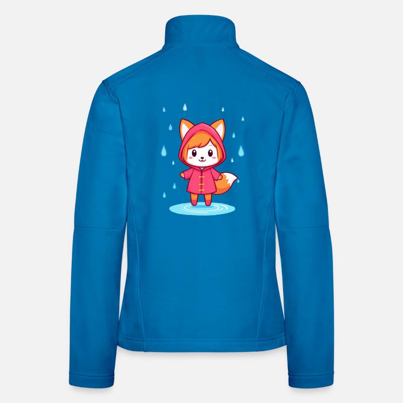 Little Chibi Fox in Raincoat - Women's Softshell Jacket - light blue