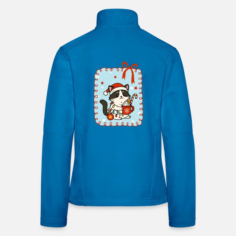 Chat à Noël Veste en tissu softshell Femme