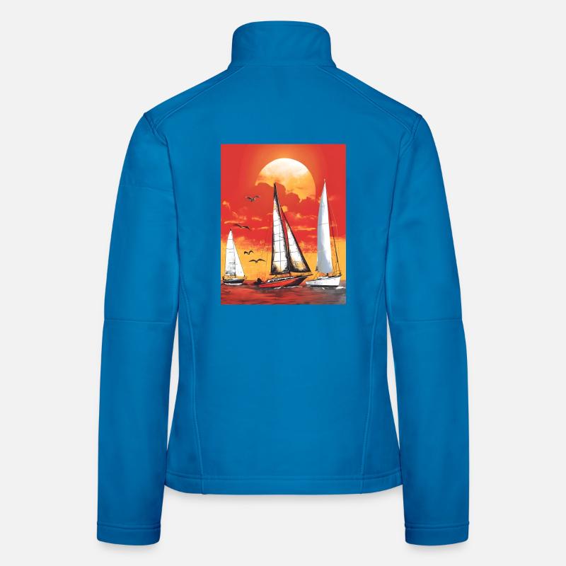 Sunset with sailboat Women's Softshell Jacket