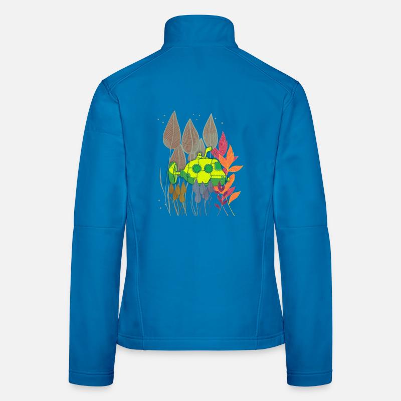 Neon-U-Boot im farbenfrohen Laub Frauen Softshelljacke