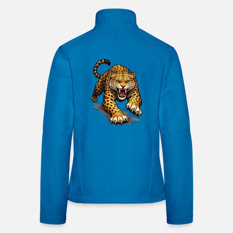 Leopard Animal Comic Frauen Softshelljacke