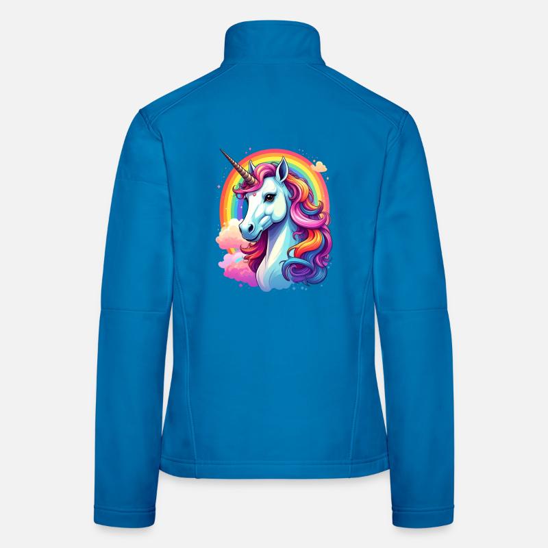 Unicorn with rainbow and clouds Women's Softshell Jacket