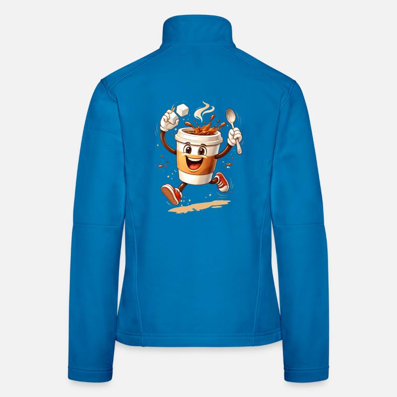 Lustiger Coffee Becher Comic Illustration Frauen Softshelljacke