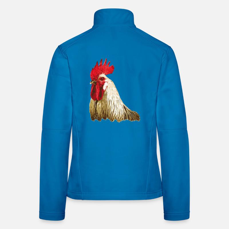 Fans de poulet - Coq - Coq - Poulet fleur - Bio Veste en tissu softshell Femme