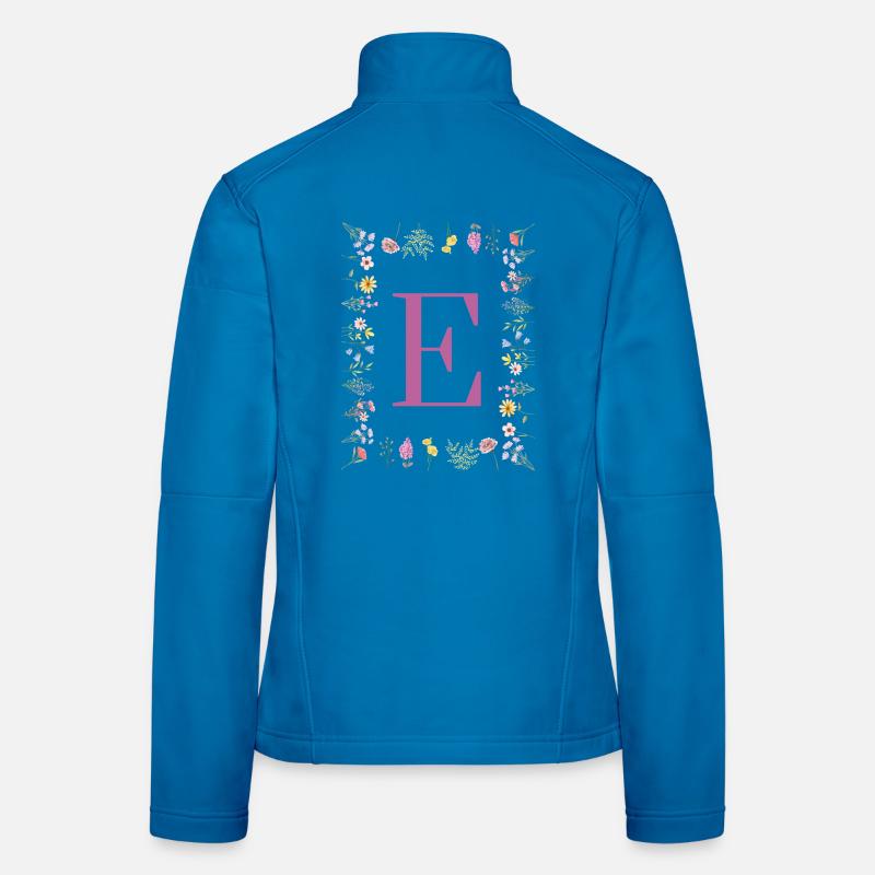 Monogramme E avec des fleurs de printemps Veste en tissu softshell Femme