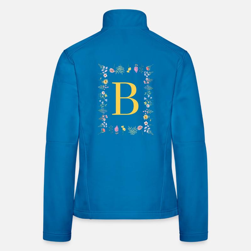 Initiales florales « B », monogramme de lettres Veste en tissu softshell Femme