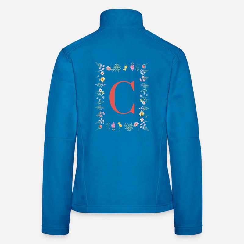 Florale Initialen "C", Buchstaben Monogramm  Frauen Softshelljacke