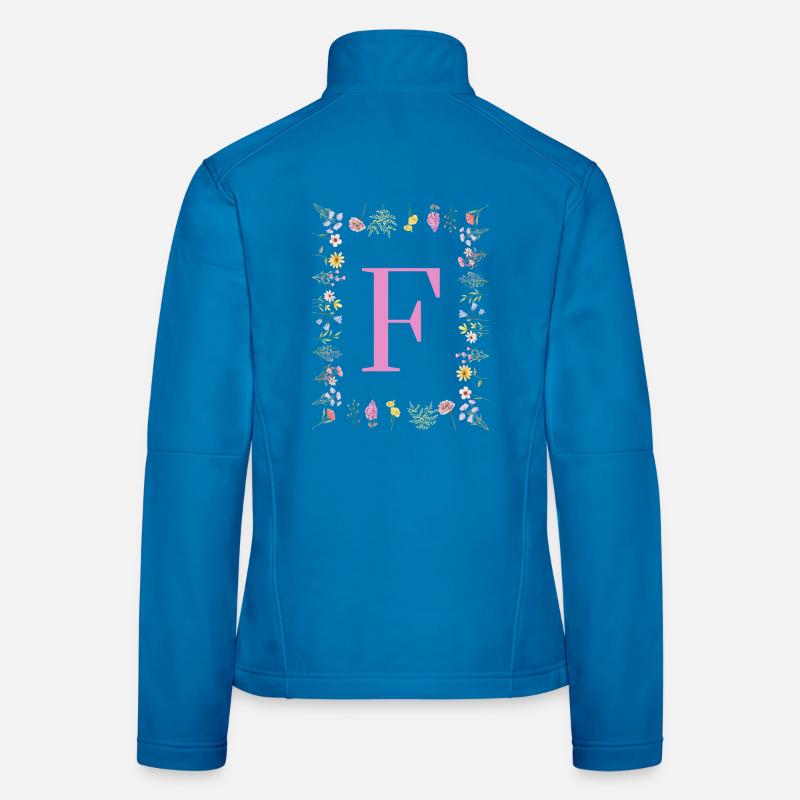 Florale Initialen "F", Buchstaben Monogramm  Frauen Softshelljacke