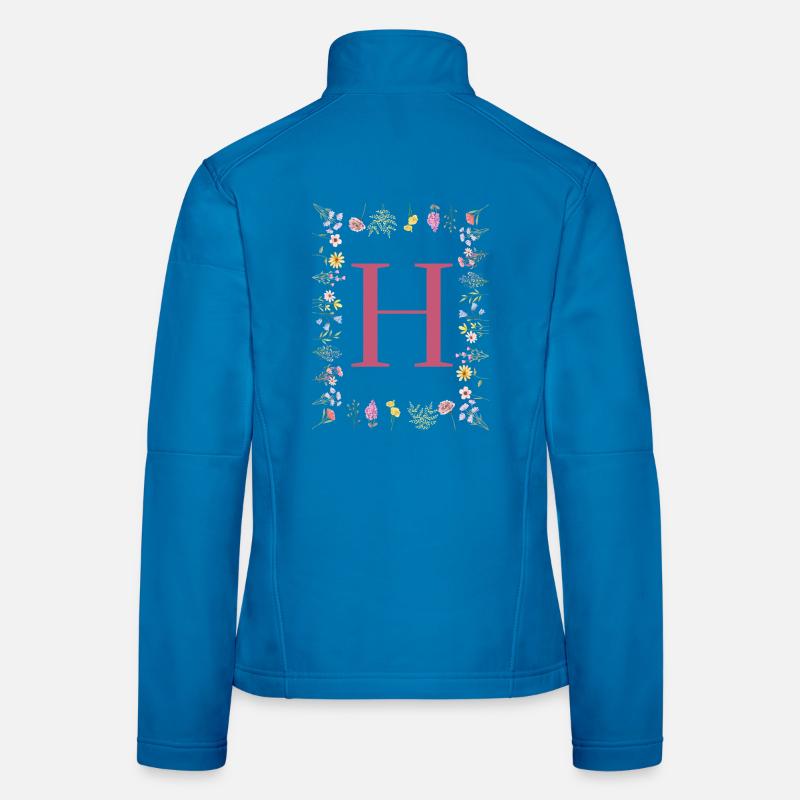 Florale Initialen "H", Buchstaben Monogramm Frauen Softshelljacke