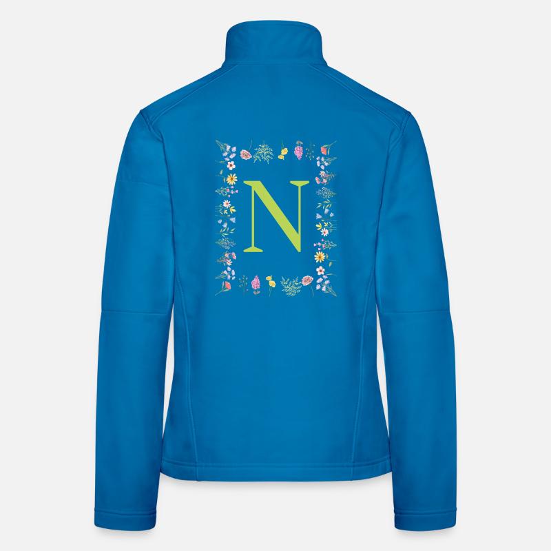Florale Initialen " N ", Buchstaben Monogramm  Frauen Softshelljacke