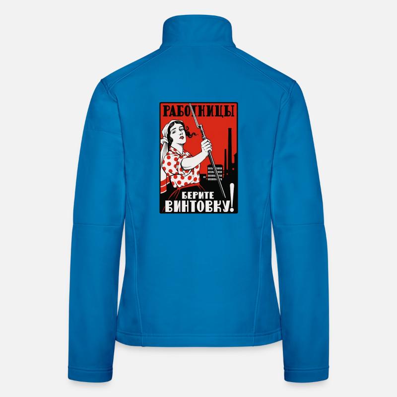 Worker with Rifle Poster Women's Softshell Jacket