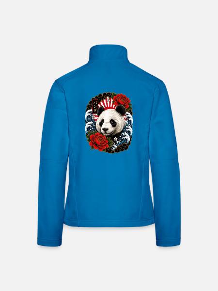 Panda im japanischen Irezumi Tattoo Stil - Frauen Softshelljacke - Lichtblau - Hinten