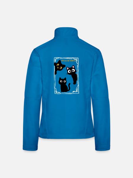 Es ist eine Katzen-Sache: Versteckte Katzenaugen - Frauen Softshelljacke - Lichtblau - Hinten