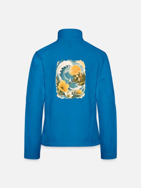 Sonne Meer Wellen Retro Strand Urlaub - Frauen Softshelljacke - Lichtblau