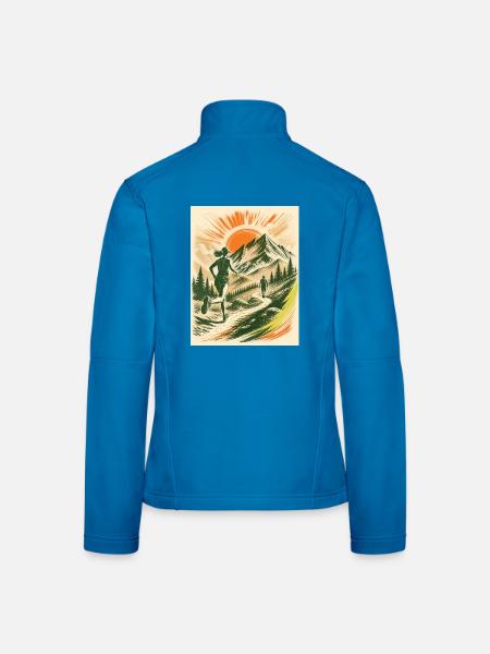 Wanderer und Trailerin - Berge und Natur Design  - Frauen Softshelljacke - Lichtblau - Hinten