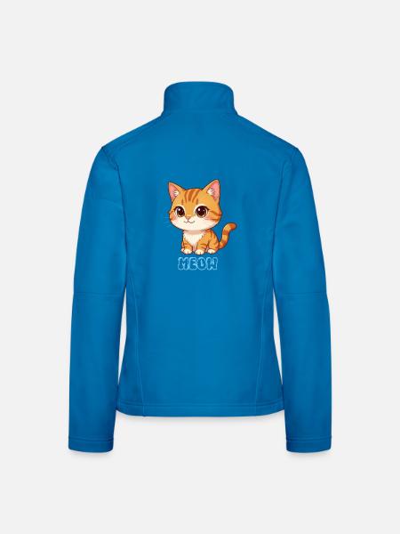 Niedliches Kätzchen-Miau-Cartoon-Katzen-Katzen-Design - Frauen Softshelljacke - Lichtblau - Hinten