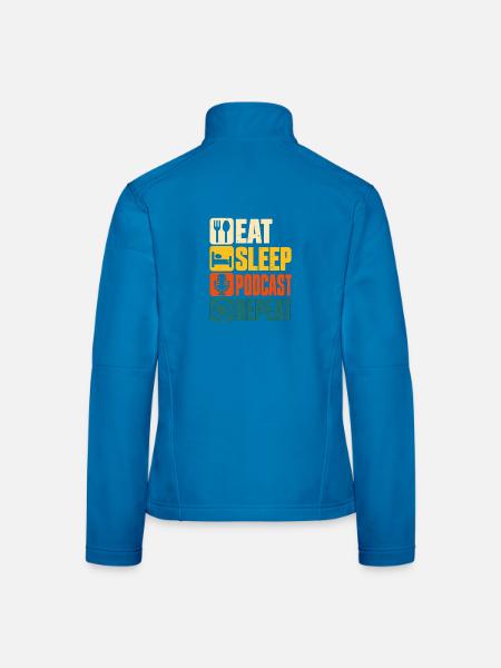 Eat Sleep Podcast Repeat Retro Design - Frauen Softshelljacke - Lichtblau - Hinten