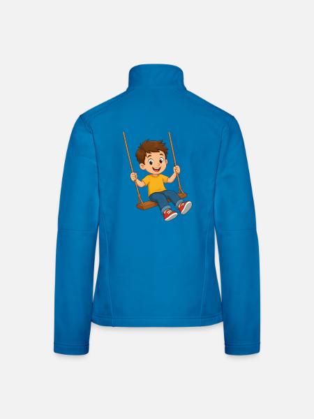 Cartoon-Junge auf gelber Schaukel - Frauen Softshelljacke - Lichtblau - Hinten