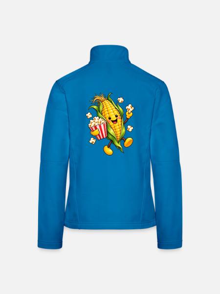 Fröhlicher Maiskolben mit Popcorn - Frauen Softshelljacke - Lichtblau - Hinten