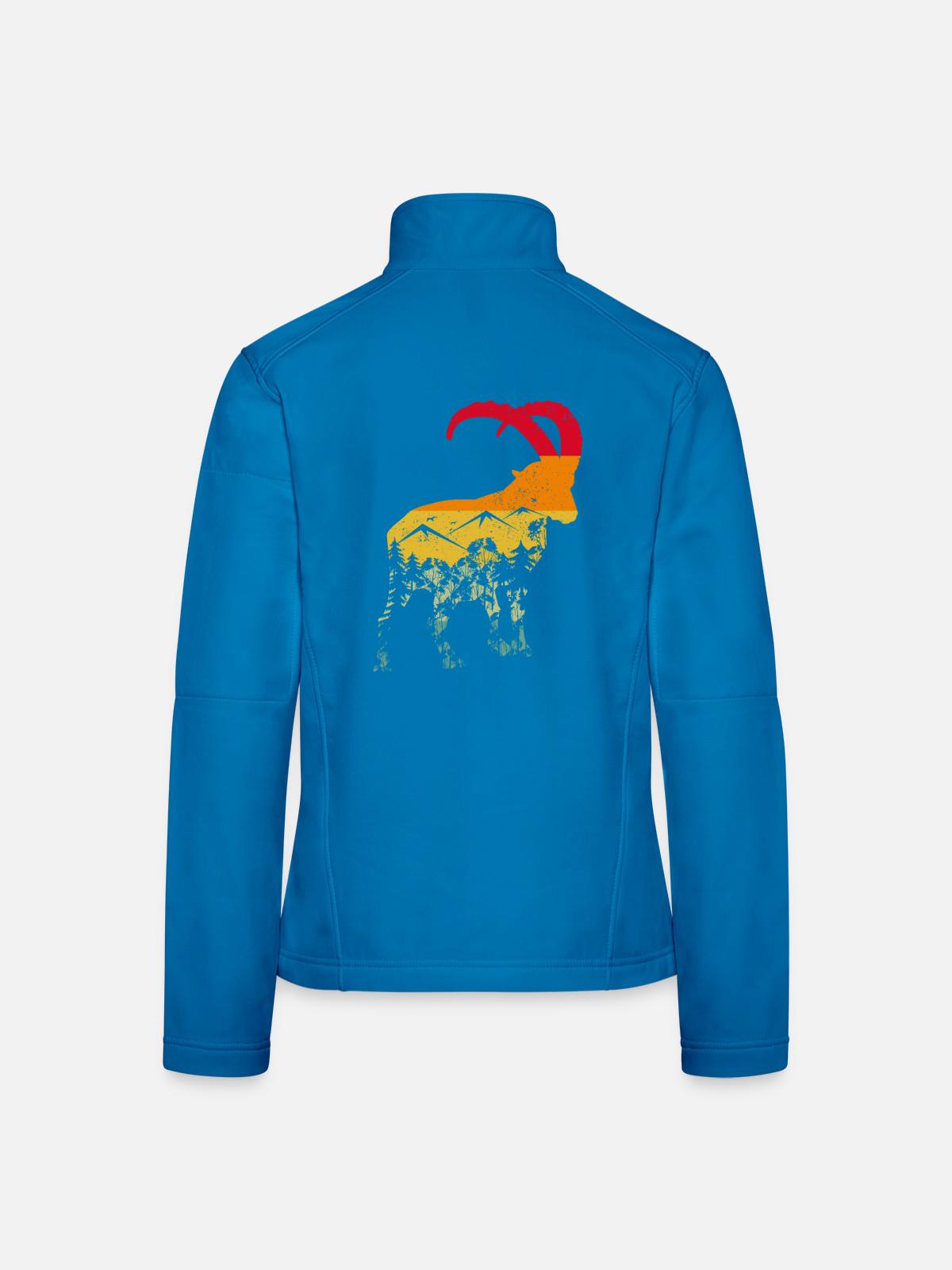 Steinbock, Wandern, Berge - Frauen Softshelljacke - Lichtblau - Hinten