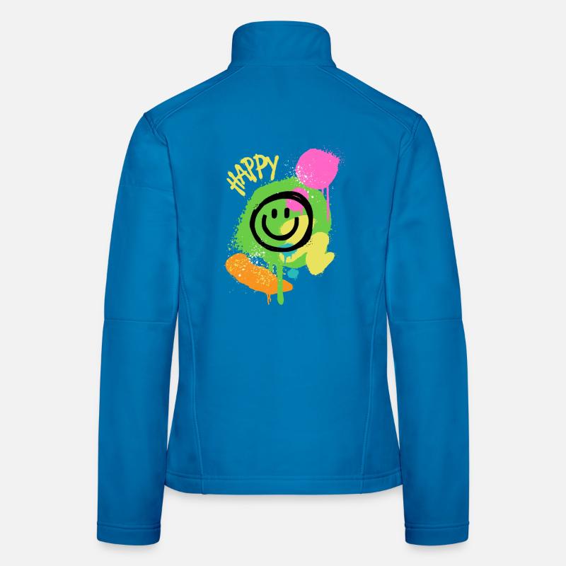 Graffiti Happy Smiley Éclaboussures de Couleur Veste en tissu softshell Femme