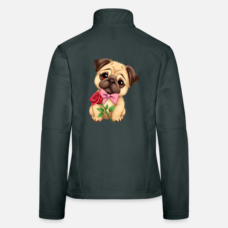 Mops Hund Frauen Softshelljacke