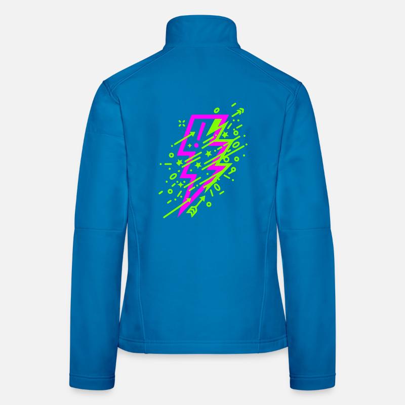 Lebendige kosmische Blitze in Neon Frauen Softshelljacke