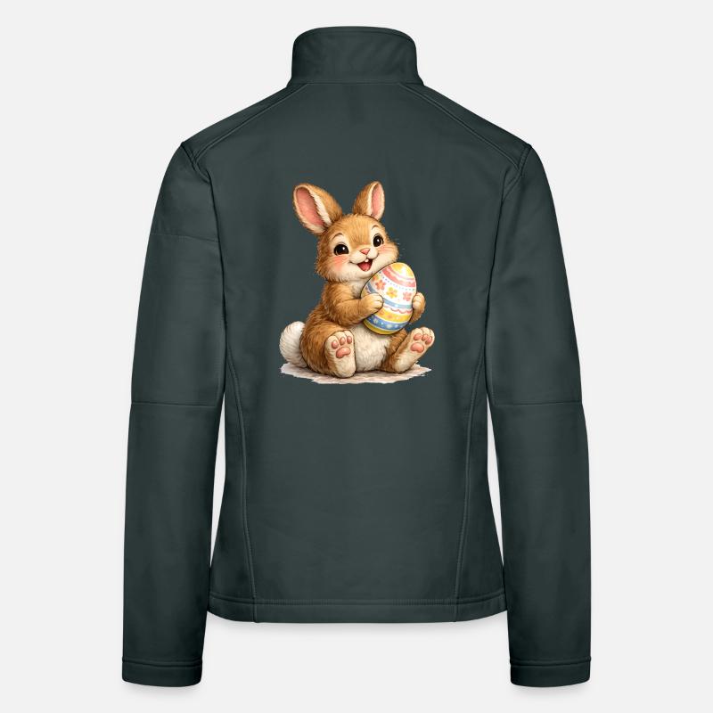 Bunny with Easter Egg Illustration Women's Softshell Jacket