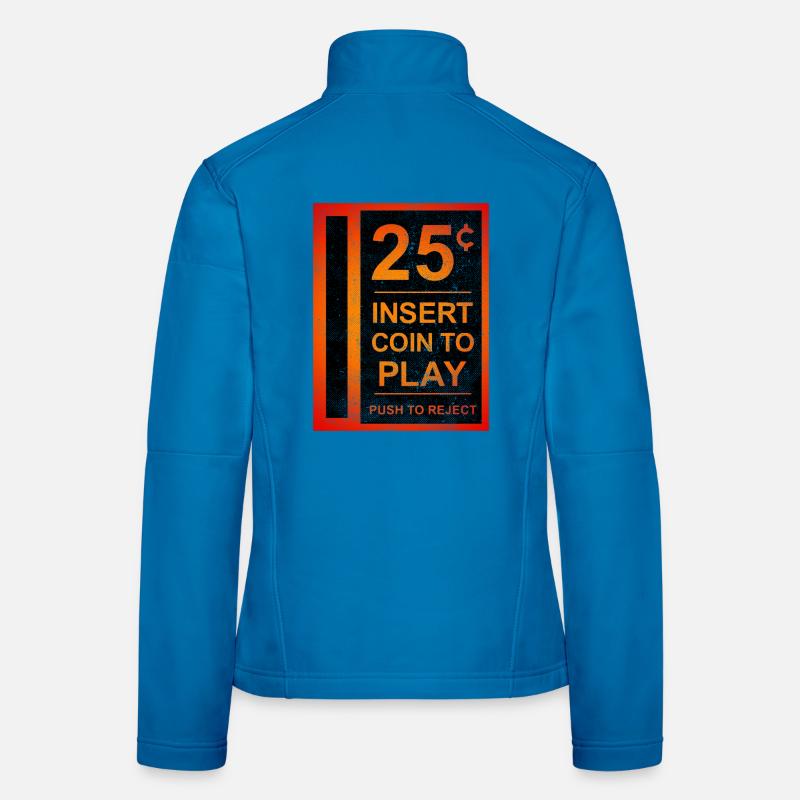 Insert Coin Retro Arcade Videogame Bartop Funny Women's Softshell Jacket
