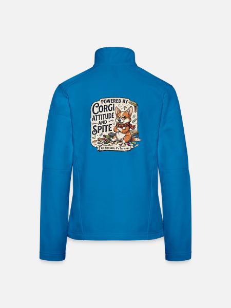 Attitude et Rancune Un Chien Drôle Powered By Corgi - Veste en tissu softshell Femme - bleu clair - Dos