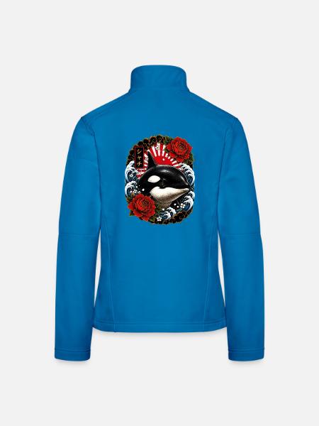 Orca im japanischen Irezumi Tattoo Stil - Frauen Softshelljacke - Lichtblau - Hinten