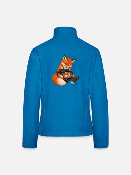 Fuchs legt eine Eichel-Intarsie - Frauen Softshelljacke - Lichtblau - Hinten