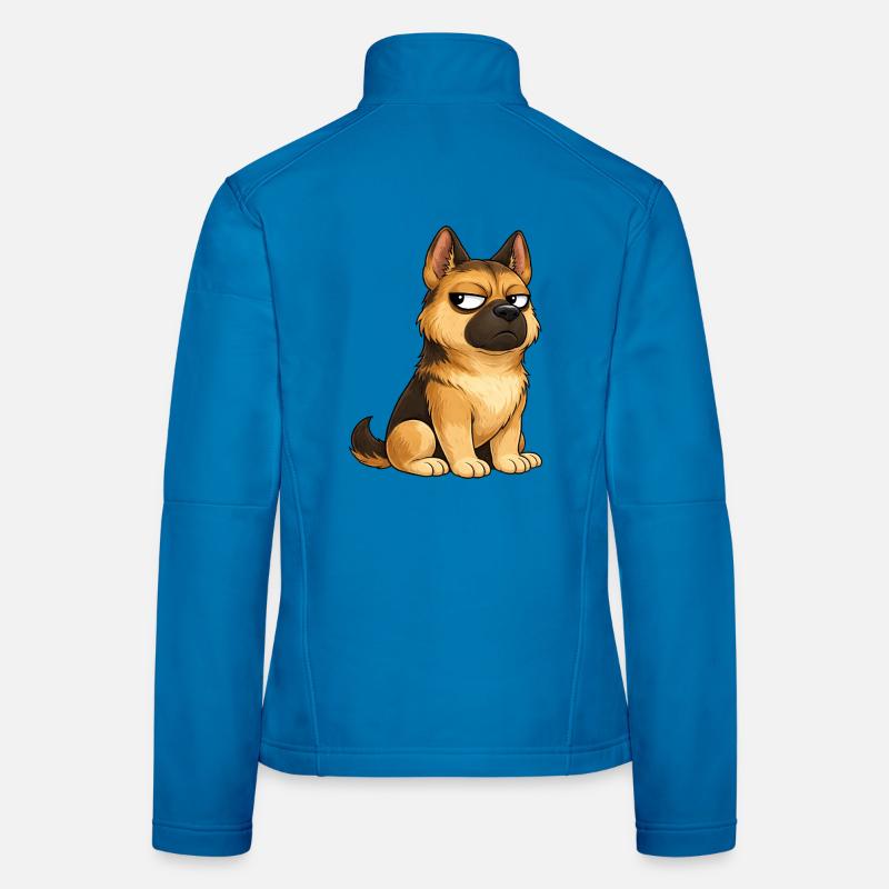 Cool Dog German Shepherd Skeptical Women's Softshell Jacket