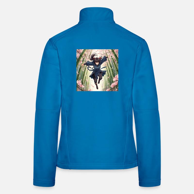 Bambusheldin im Kirschblütenpfad - Frauen Softshelljacke - Lichtblau