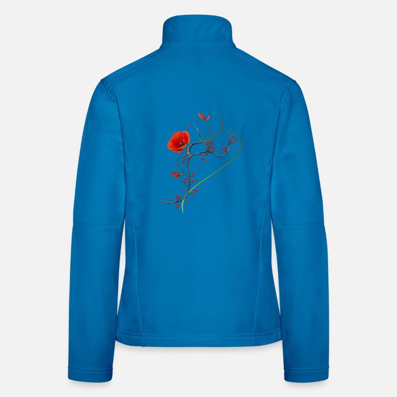 Ikebana Collage mit Mohnblume Zen Stil  Frauen Softshelljacke