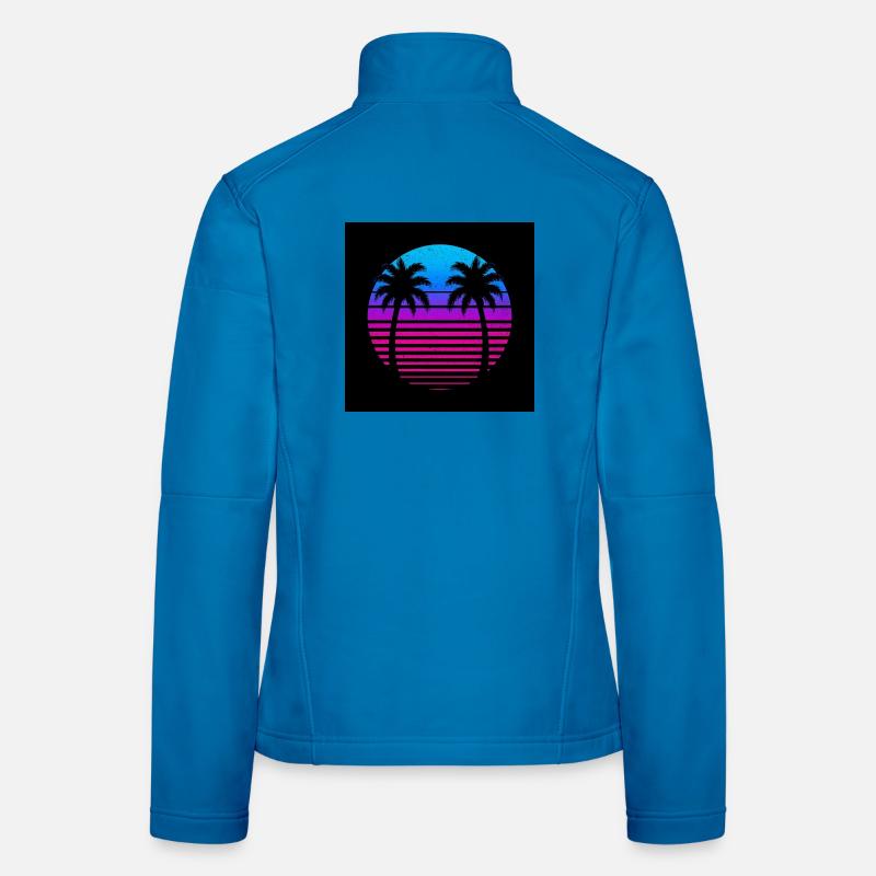 Cercle du Coucher de Soleil du Palmier Néon Veste en tissu softshell Femme